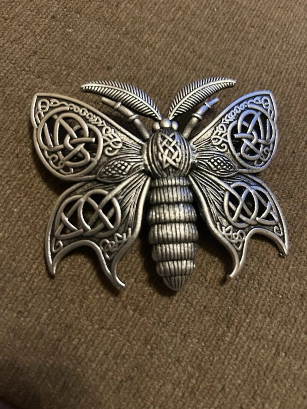 Moon moth Butterfly Luna moth Hair Clip 4” Long Silver Color Design